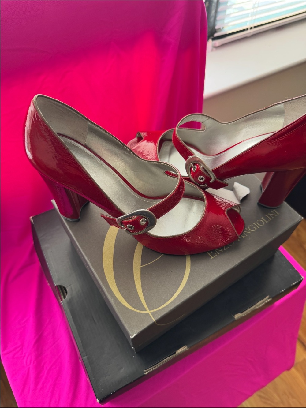 Enzo Angiolini Red Patent Mary Jane Heels